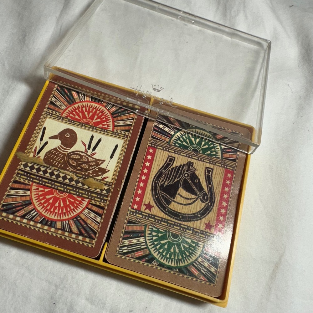 Hallmark Playing Cards American Rustic Brown Good Vintage Bridge Double Deck Set